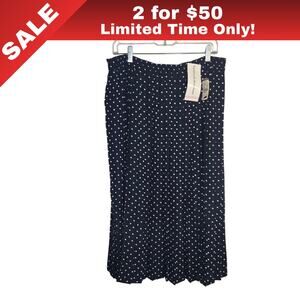 [Sale: 2 for $50!] ALFRED DUNNER Navy Polka Dot Pleated Skirt Sz 18W NWT 0269